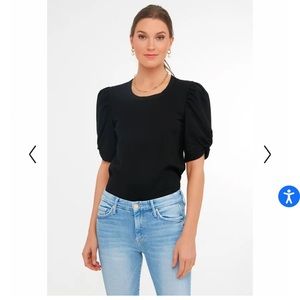 Tuckernuck Pomamder Place Black Vesty Puff Short Sleeve Crewneck